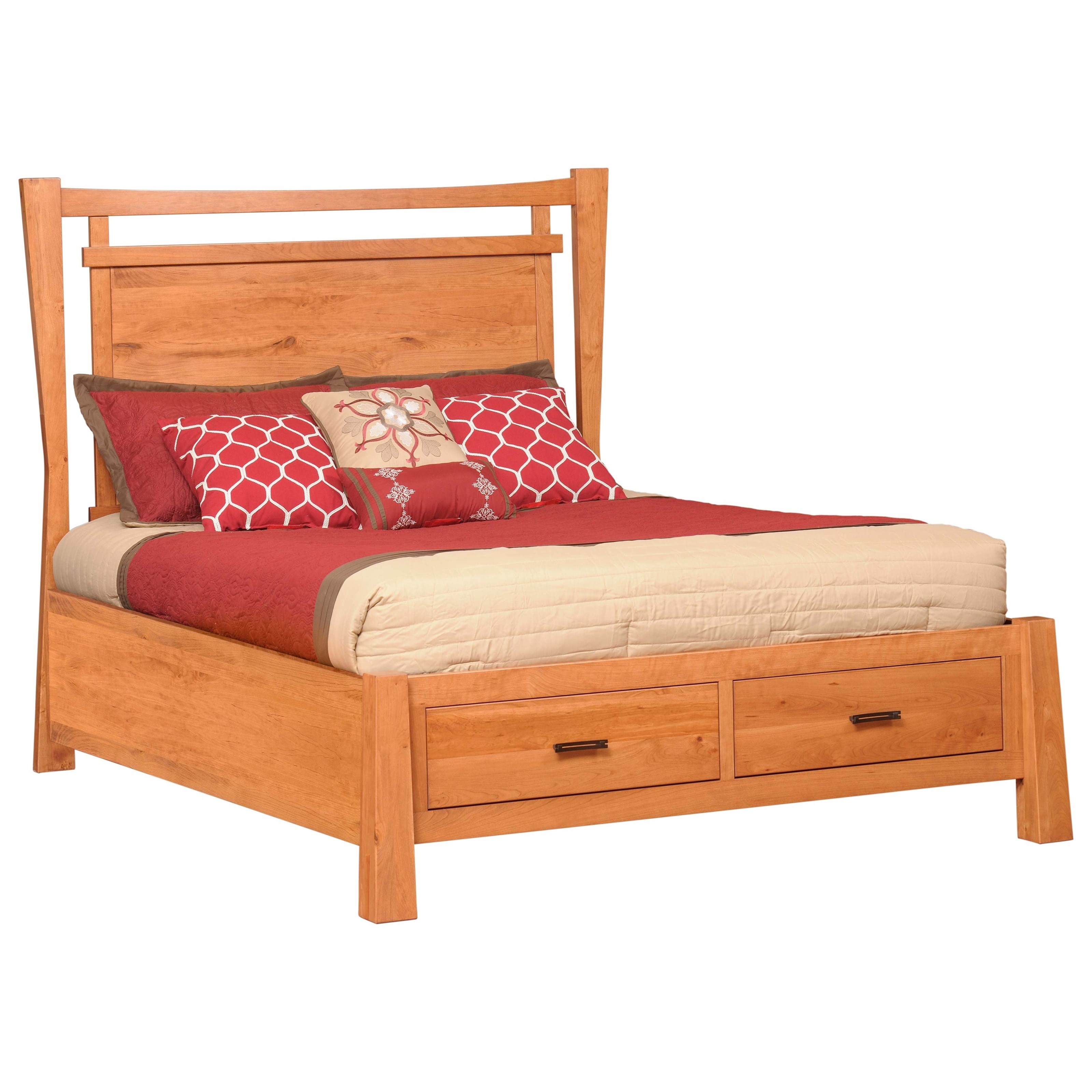 Catalina CAN556QN Transitional Solid Wood Queen Panel Bed with Drawers